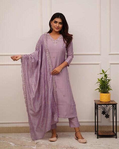 Indie Picks Women Embroidered Straight Kurta Suit Set