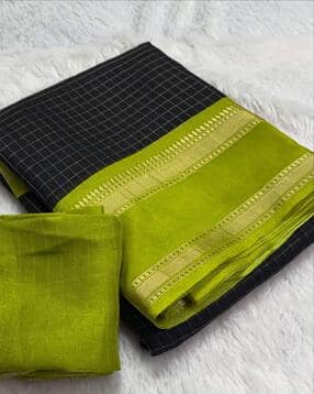 Soft Mysore Crepe Silk with Zari Chex Pattern 