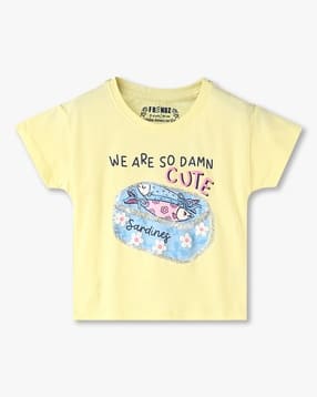 kg frendz Girls Graphic Print Boxy Fit Crew-Neck T-Shirt-picture-21