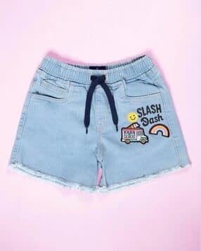 kiddopanti Girls Washed Regular Fit Denim Shorts-picture-36