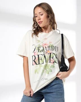 dnmx Women Le Jardin Print Oversized Crew-Neck T-Shirt-picture-14