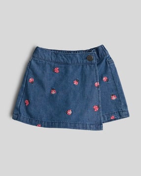 Girls Embroidered A-Line Skirt-image-5