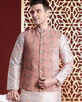 manq Men Self-Design Slim Fit Nehru Jacket-picture-10