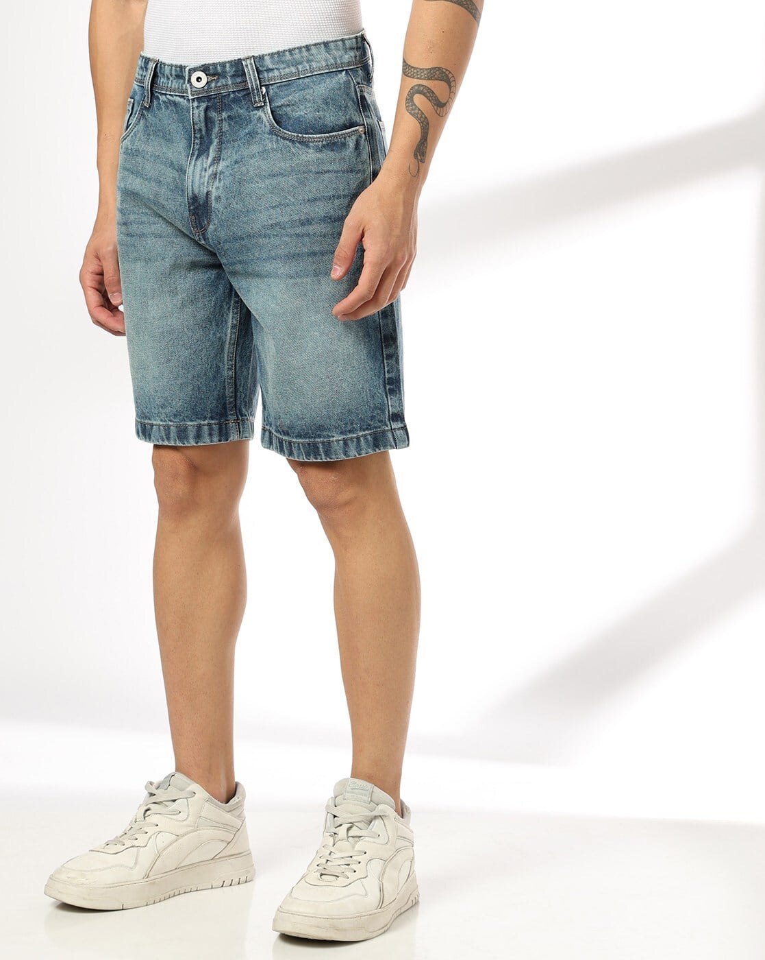 Buy DNMX Men Mid Washed Regular Fit De Online | Ajio.com
