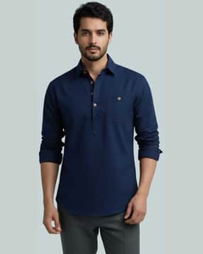 neonomad Men Slim Fit Kurta with Patch Pocket-picture-29