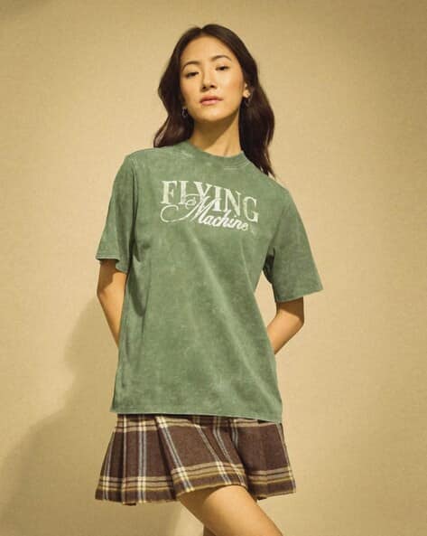 FLYING MACHINE Typographic Crew-Neck T-Shirt