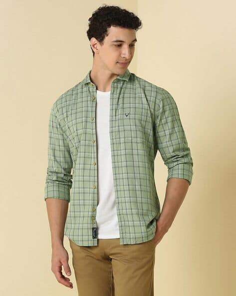 ALLEN SOLLY Men Checked Regular Fit Shirt with Spread Collar