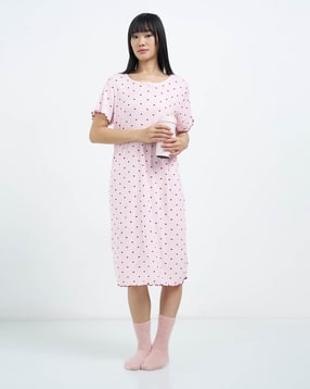 dreamz by pantaloons Women Heart Print Round-Neck Nightie-picture-13