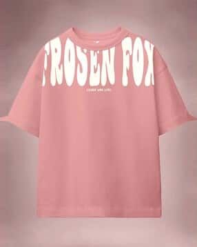 frosen fox Boys Typographic Print Oversized Fit Round-Neck T-Shirt-picture-12