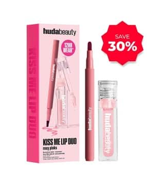 huda beauty Pack of 2 Kiss Me Rosy Pink Lip Duo - Rosewood & Juicy Pink Lady-picture-15