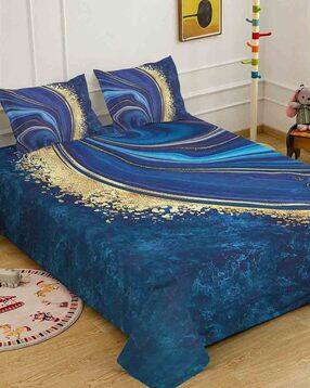 Printed Cotton Blend Bedsheet with 2 Pillow Covers-image-0