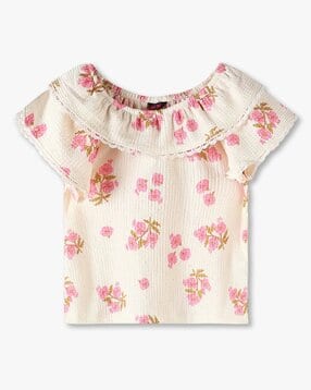 kg frendz Girls Floral Print Frilled Regular Fit Top-picture-37