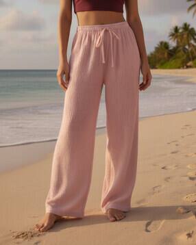 Women Ribbed Straight Fit Palazzos