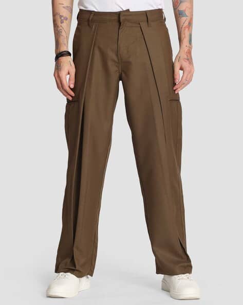 Bene Kleed Men Mid-Rise Relaxed Fit Korean Style Pleated Casual Trouser