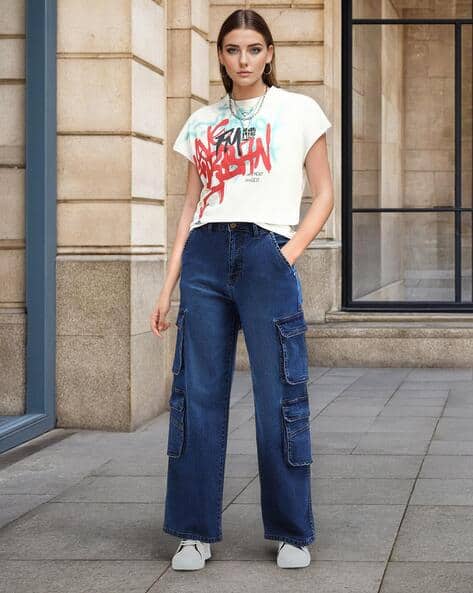 FLYING MACHINE Women Mid-Washed Baggy Jeans