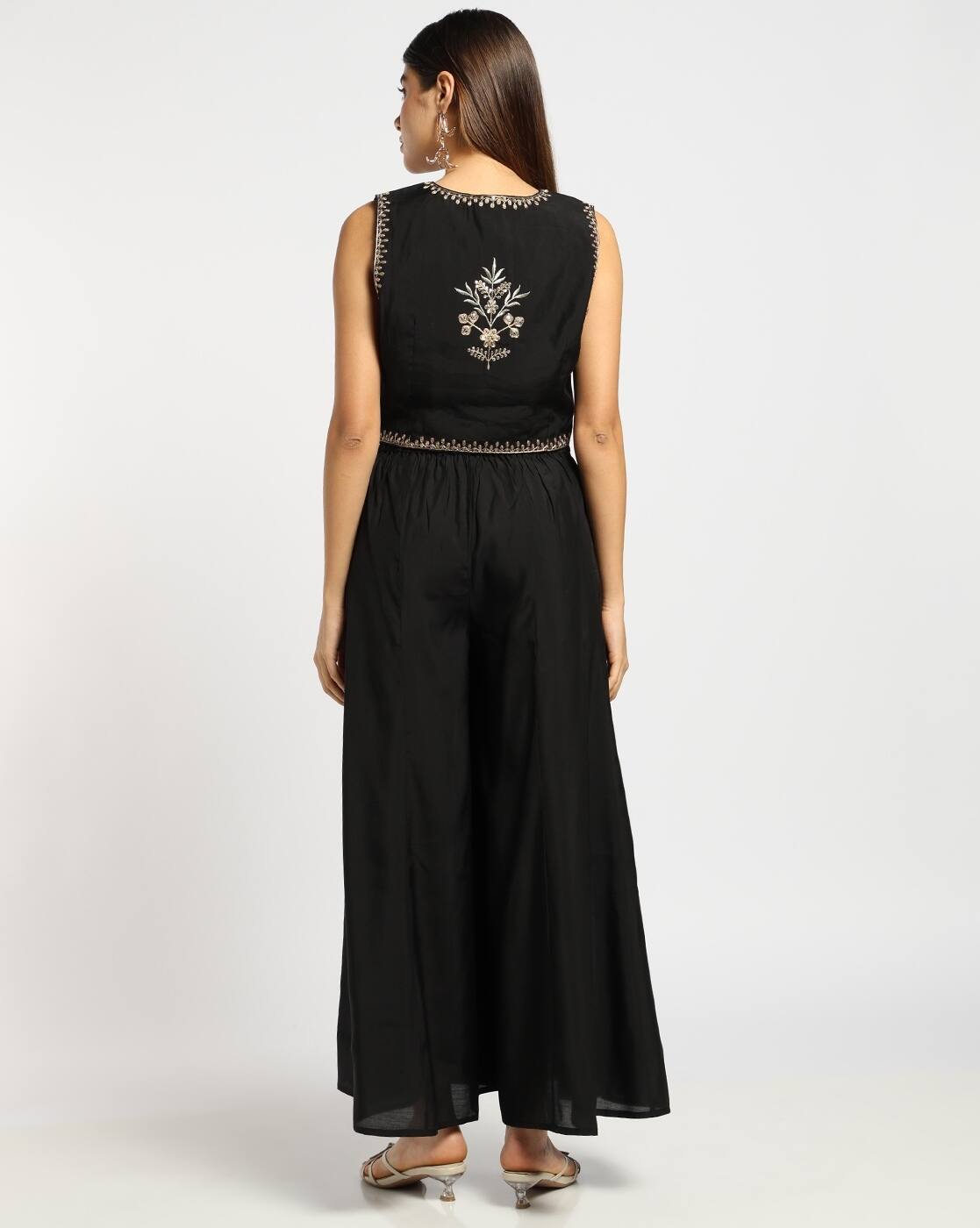 Women Embroidered Top & Palazzo Set