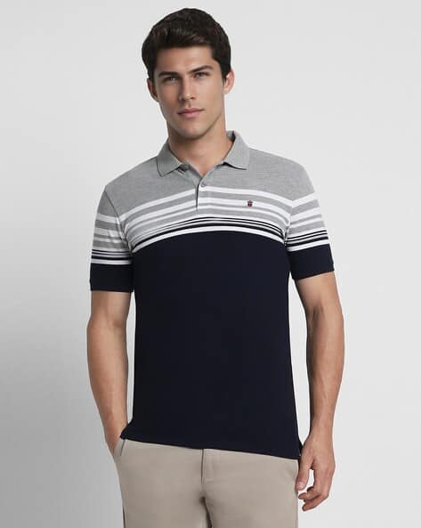 LP-Y Men Pique Striped Slim Fit Cotton Polo T-Shirt