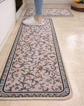 aazeem Set of 2 Floral Print Kitchen Rugs-picture-45