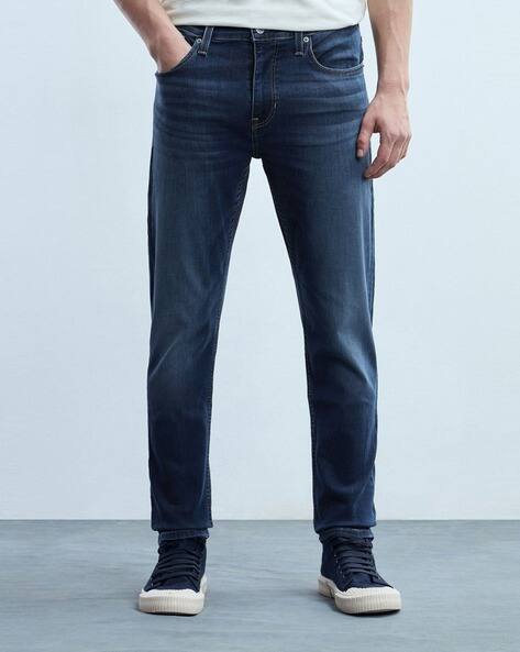 Men Mid-Rise Slash Slim Tapered Fit Jeans