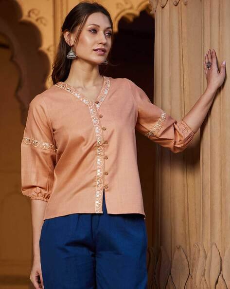 SHAE BY SASSAFRAS Women Embroidered Slim Fit Top