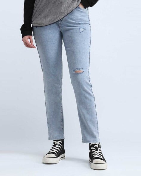 FLYING MACHINE Women Acid-Washed Straight Fit Jeans