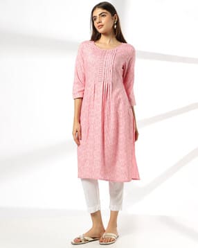avaasa mix n' match Women Floral Print Round-Neck Straight Kurta-picture-19