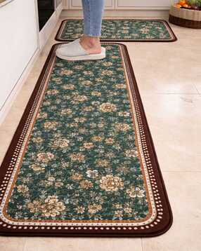 aazeem Set of 2 Floral Print Kitchen Rugs-picture-17