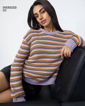 the souled store Women Striped Pullover Sweater-picture-15