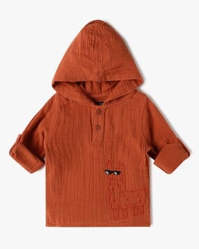inf frendz Boys Regular Fit Cotton Hooded Shirt-picture-33