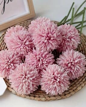 tied ribbons Set of 6 Decorative Artificial Chrysanthemum Ball Flowers-picture-39
