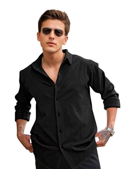 Men Regular Fit Spread-Collar Shirt