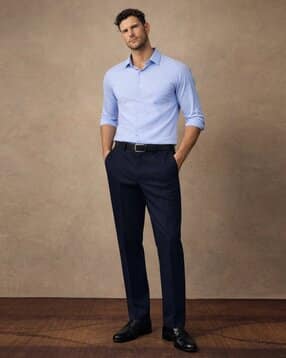 louis philippe Men Straight Fit Flat-Front Trousers-picture-14
