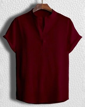 neonomad Men Regular Fit Kurta-Style Shirt with Mandarin Collar-picture-16