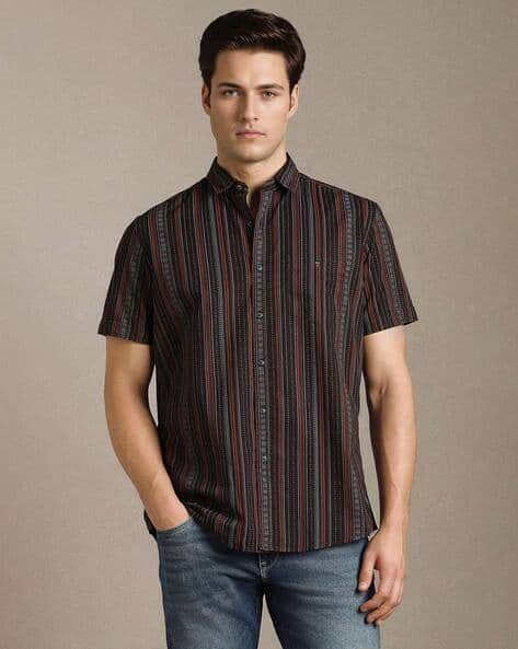 LOUIS PHILIPPE Men Striped Regular Fit Spread-Collar Shirt