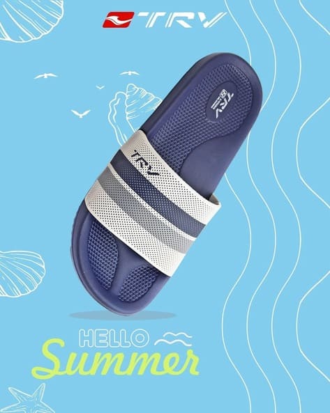 TRV Men Striped Open-Toe Slides