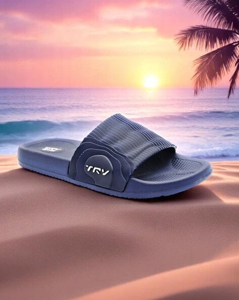 TRV Men Textured Open-Toe Slides