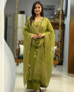aaghnya fashion Women Embroidered Straight Kurta Suit Set-picture-47
