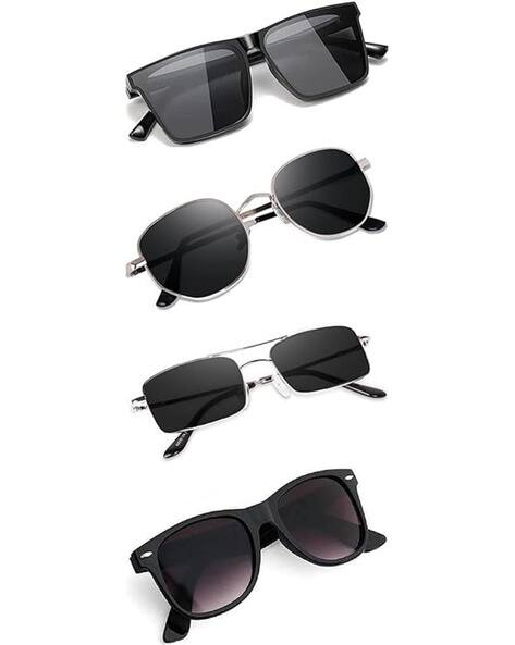 RICH CLUB Men Set of 4 UV-Protected Full-Rim Rectangular Sunglasses