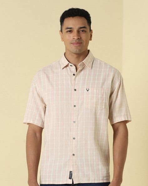ALLEN SOLLY Men Checked Relaxed Fit Shirt