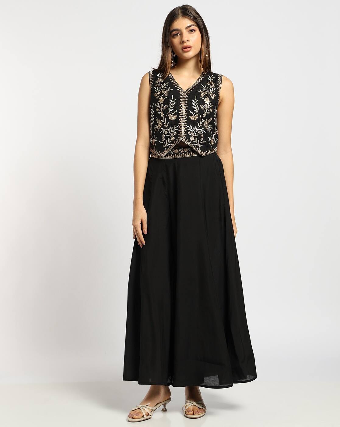 Women Embroidered Top & Palazzo Set
