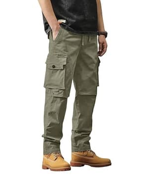 buda jeans co Men Relaxed Fit Flat-Front Cargo Trousers-picture-28