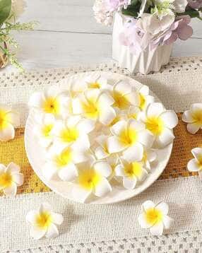 tied ribbons Set of 30 Artificial Flower for Pooja Room Decoration Foam Plumeria-picture-46