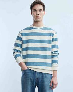 Men Striped Regular Fit Crew-Neck Sweatshirt-image-20