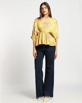 svrnaa by azorte Printed Modal Satin Kaftan Top-picture-20