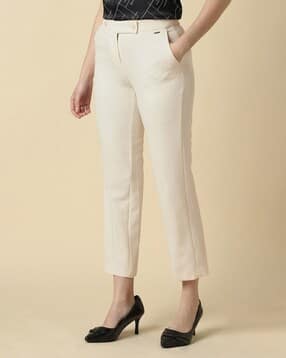 allen solly Women  Flat Front Straight Fit Trousers-picture-13