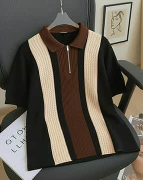 Men Colourblock Regular Fit Polo T-Shirt