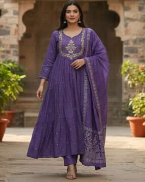 indie picks Anarkali Cotton Kurta Set-picture-16