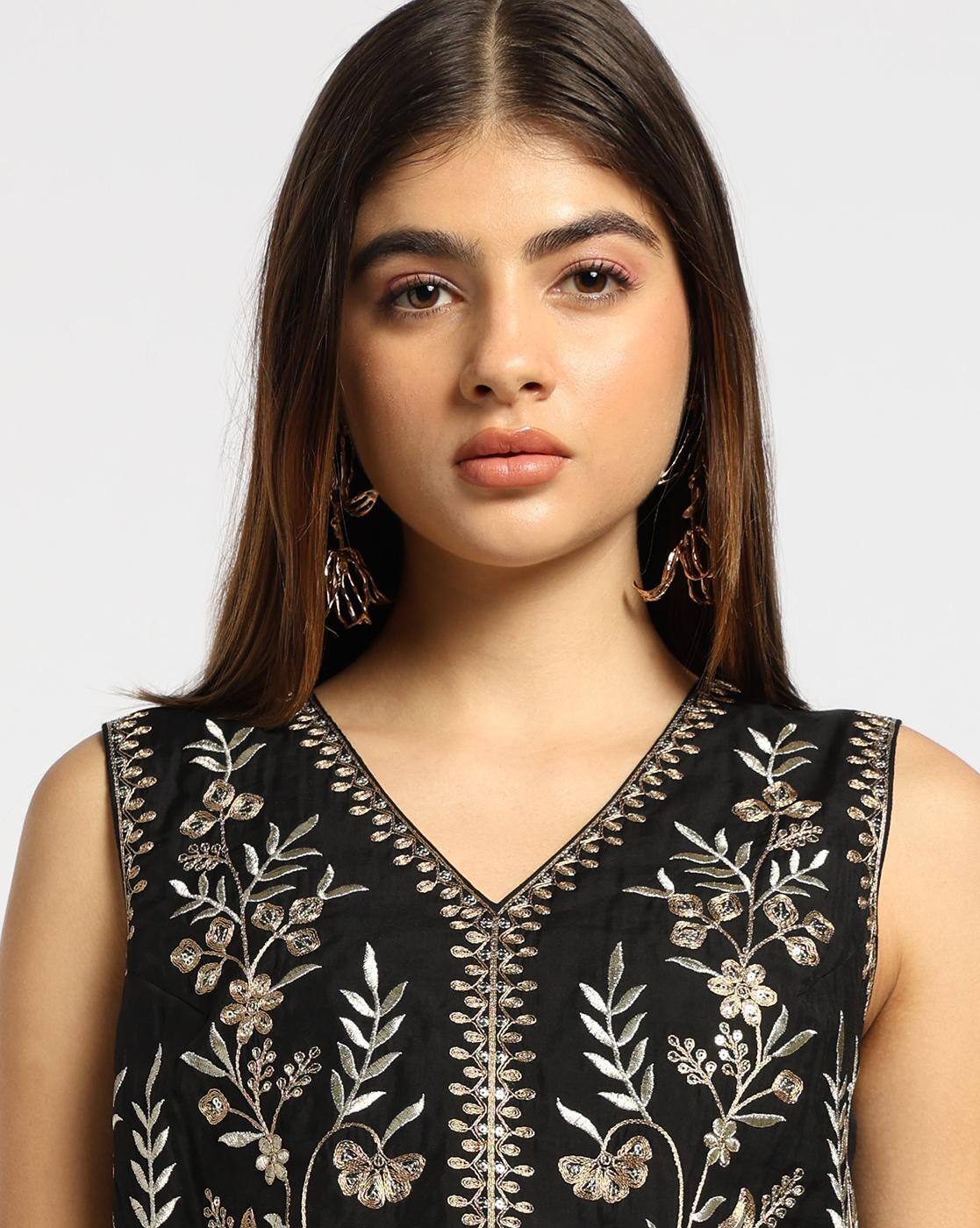 Women Embroidered Top & Palazzo Set