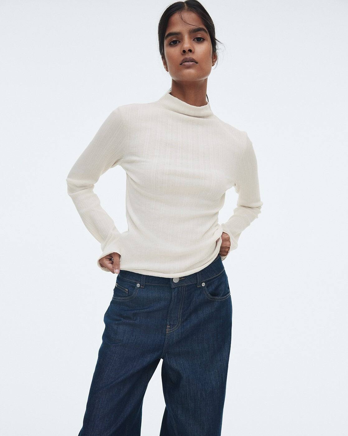 Buy H&M Ribbed Turtleneck Top Online | Ajio.com