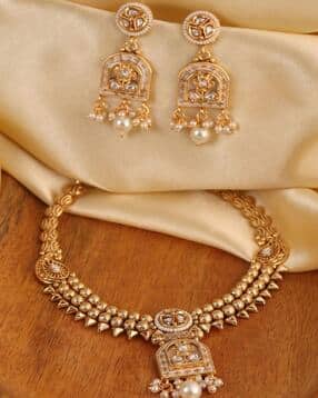 biba Women Gold-Plated Stone-Studded Necklace & Earrings Set-picture-24